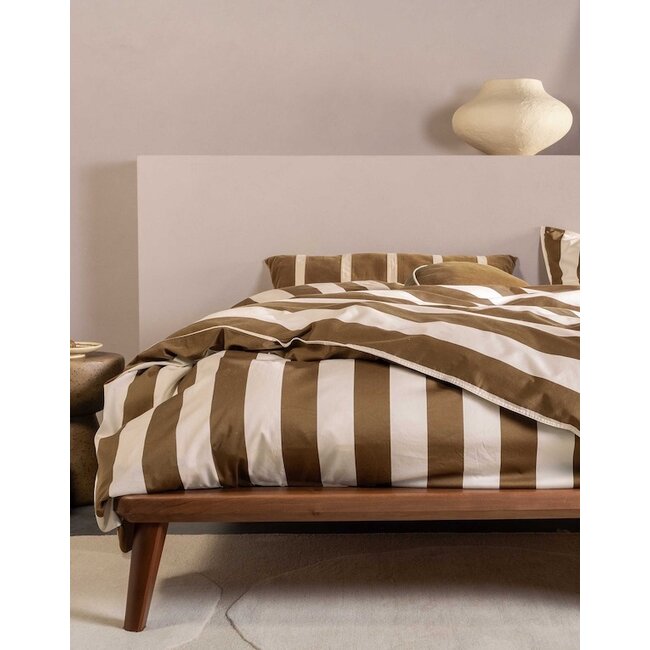 Essenza Minte Stripe Slate brown-Vanilla Dekbedovertrek