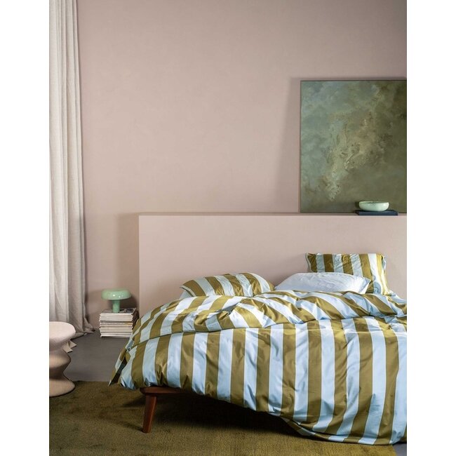 Essenza Minte Stripe Cedar green-Ice blue Dekbedovertrek