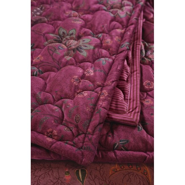 Pip Studio Mumbai Morning Velvet Quilt Donker roze