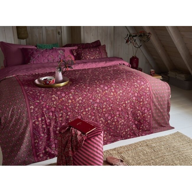 Pip Studio Flora Bangalore Donker roze dekbedovertrek