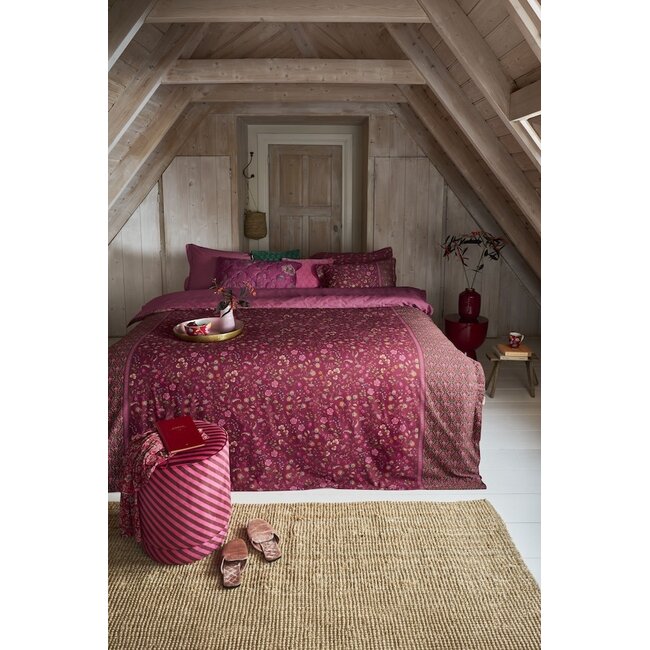 Pip Studio Flora Bangalore Donker roze dekbedovertrek
