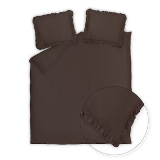 Vandyck Vandyck Pure 83 Percale Ruffle dark truffle dekbedovertrek