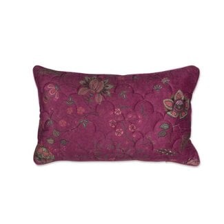 Pip Studio Pip Studio Mumbai Morning Velvet Quilted Cushion Donker roze
