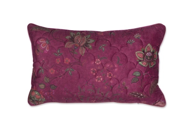 Pip Studio Mumbai Morning Velvet Quilted Cushion Donker roze