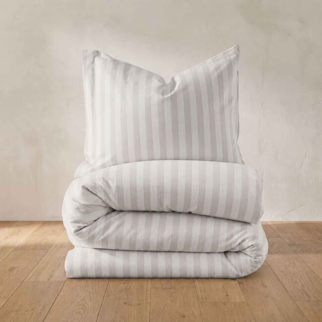 Auping Cotton stripe White dekbedovertrek