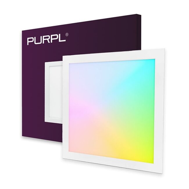 PURPL Panneau LED - 30x30 - RGB+CCT - Dimmable - 100 lm/W - UGR<22 - Sans scintillement - Edge lit
