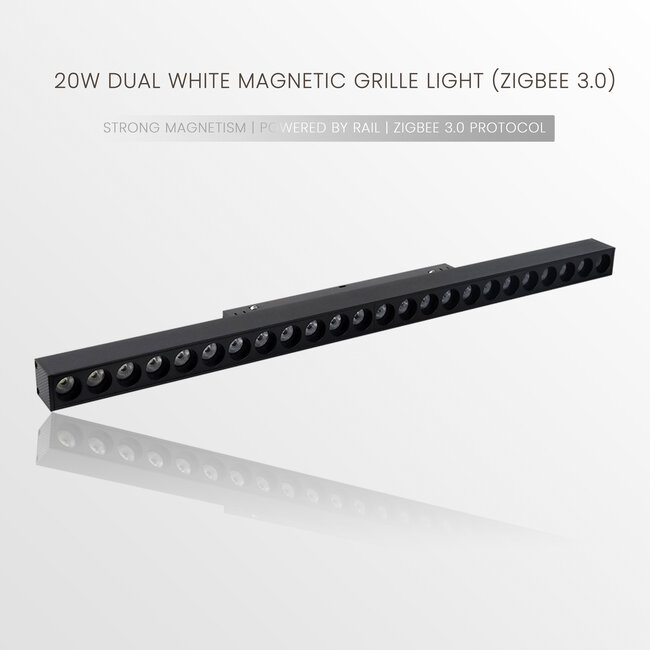 MiBoxer/Mi-Light Spot LED type grille 20W - Blanc réglable (CCT) - Pour rail magnétique 48V - Finition noire