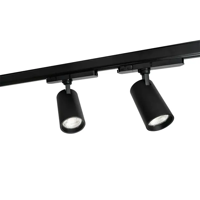 PURPL Kit complet d'éclairage sur rail triphasé - Noir - 3 m - 5 spots LED CCT