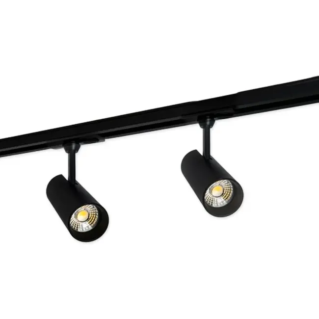 PURPL Kit complet d’éclairage sur rail monophasé - 3 m - 4 spots LED GU10 - Blanc
