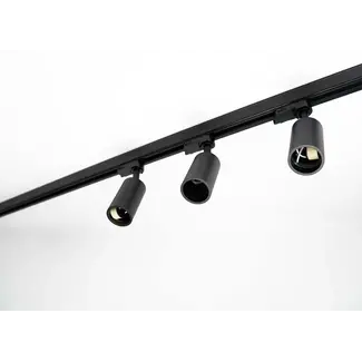 PURPL Kit complet d'éclairage sur rail triphasé - Noir - 3 m - 6 spots GU10