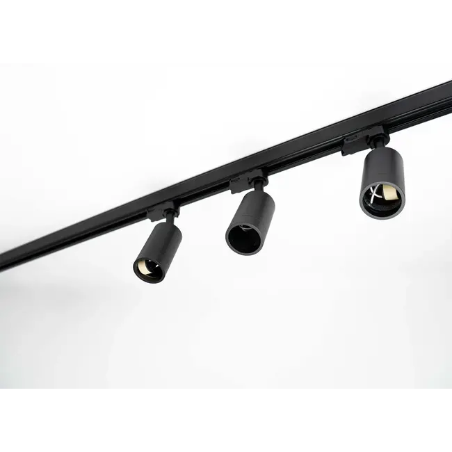 PURPL Kit complet d'éclairage sur rail triphasé - Noir - 3 m - 6 spots GU10