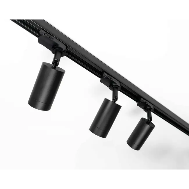 PURPL Kit complet d'éclairage sur rail triphasé - Noir - 3 m - 6 spots GU10