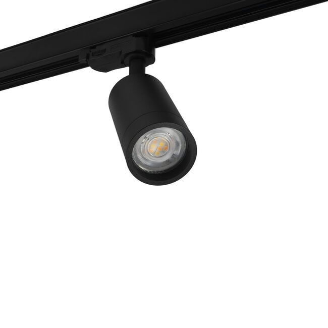 PURPL Spot LED sur rail triphasé - DEN - Douille GU10 intégrée - Noir - IP20 - Ampoule remplaçable
