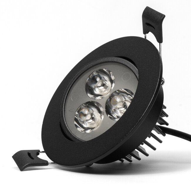 PURPL Spot LED encastrable orientable 3W - 4000K - Finition noire - Source lumineuse intégrée