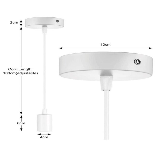 PURPL Suspension avec douille E27 et câble ajustable 1 m - Blanc