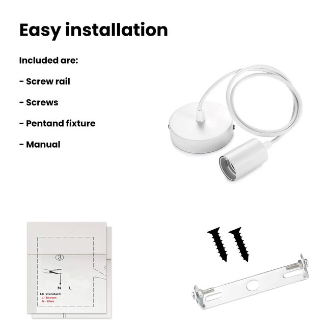 PURPL Suspension avec douille E27 et câble ajustable 1 m - Blanc