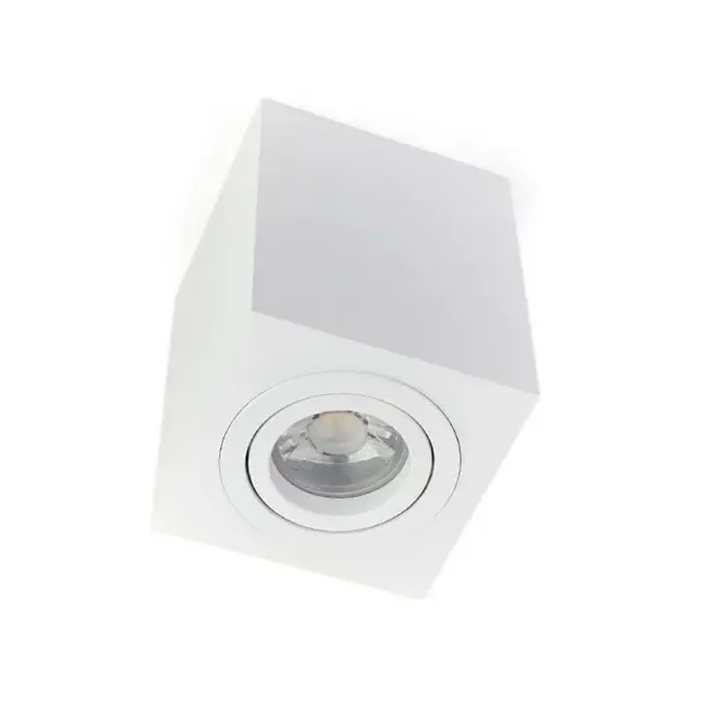 PURPL Plafonnier LED GU10 carré - Montage en surface - Finition blanche - IP20 - Ampoule remplaçable