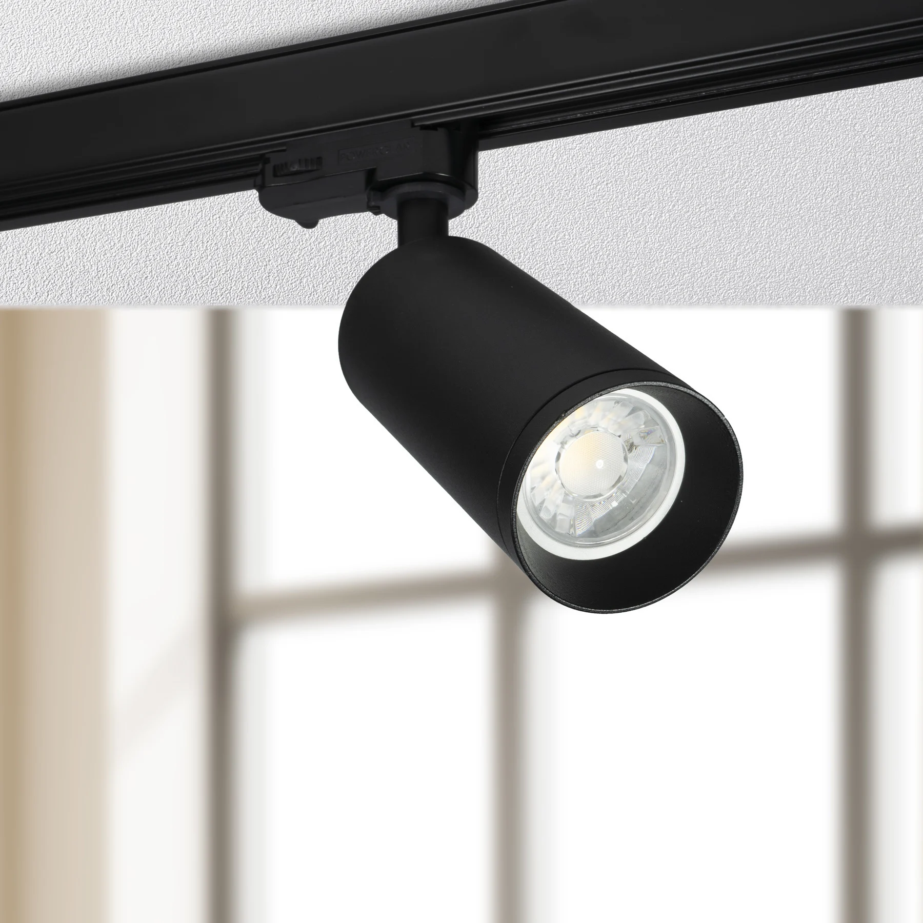 Spot LED Sur Rail Triphasé 80° Blanc - Pour Ampoules GU10 - Angle Réglable à 300°