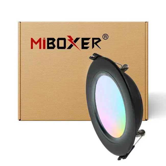 MiBoxer/Mi-Light Spot Downlight LED Encastrable FUT068 -ø120mm - RGB+CCT - 6W - IP44 - Rond - Noir