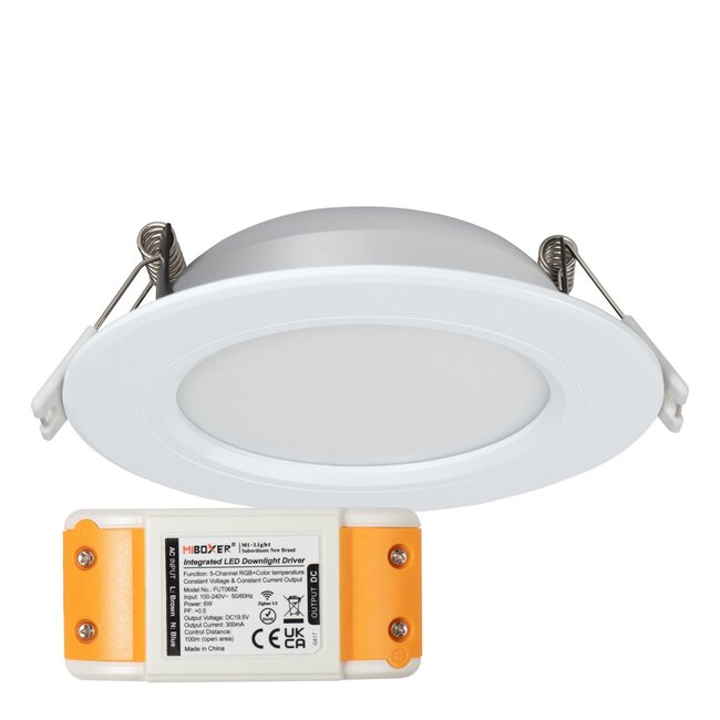 MiBoxer/Mi-Light Spot Downlight LED Encastrable Rond - FUT068 - RGB+CCT - 6W - ø120mm - IP44 - Blanc