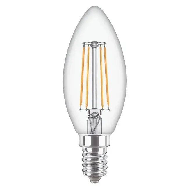 Philips Ampoule LED à Filament E14 - 2700K Blanc Extra Chaud - 4.3W - B35 - Philips