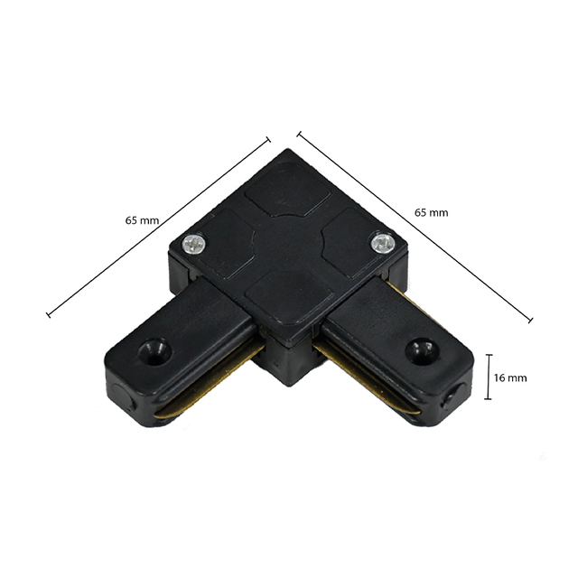 PURPL Connecteur d’angle en L pour rail LED monophasé - Finition noire - Raccord rapide