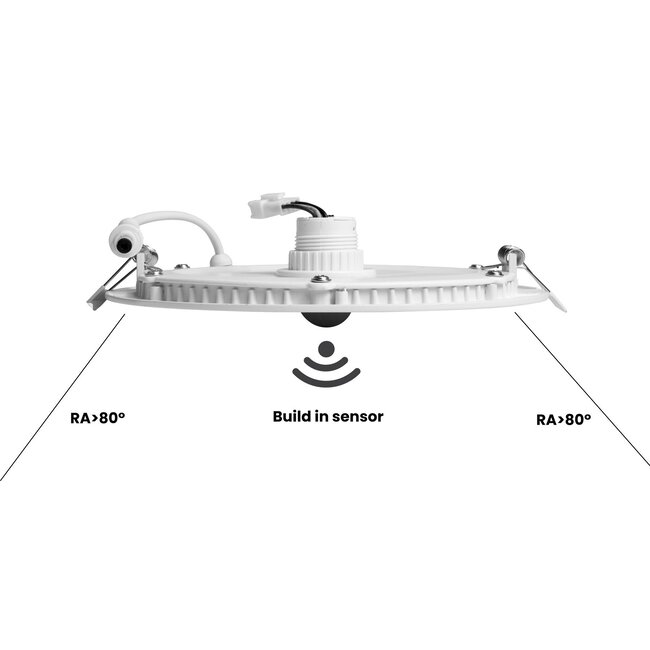 PURPL Spot Downlight LED Encastrable - Détecteur de Mouvement PIR Sensor - 3000K Blanc Chaud - ø170mm - 12W - Blanc