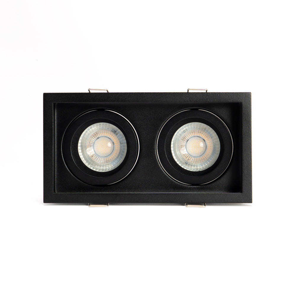 Spot LED double - 2x GU10 - Noir Aluminium - Orientable - IP20 - LED24.FR