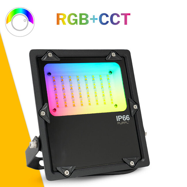 PURPL Projecteur LED - 30W - 3360 lm - RGB+CCT - 2.4 GHz - IP66 - IK08 - Dimmable - FUTT03