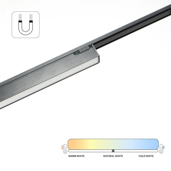 PURPL Barre LED linéaire intelligente - 12W - CCT (2700K-6000K) - Zigbee 3.0 - Dimmable - IP20 - Noir - Éclairage magnétique Super Slim 48V