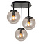 PURPL Plafonnier Design Globe Cluster - 3 Lumières - Verre Fumé - Douilles E27 - Rosace Ronde en Métal Noir - Hauteur 40 cm