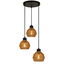PURPL Suspension Design en Rotin - 3 Lumières - Forme Diamant - Douilles E27 - Rosace de Plafond Ronde