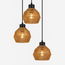 PURPL Suspension Design en Rotin - 3 Lumières - Forme Diamant - Douilles E27 - Rosace de Plafond Ronde