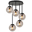 PURPL Suspension Globe Cluster - 5 Lumières - Globes en Verre Fumé - Douilles E27 - Rosace Ronde
