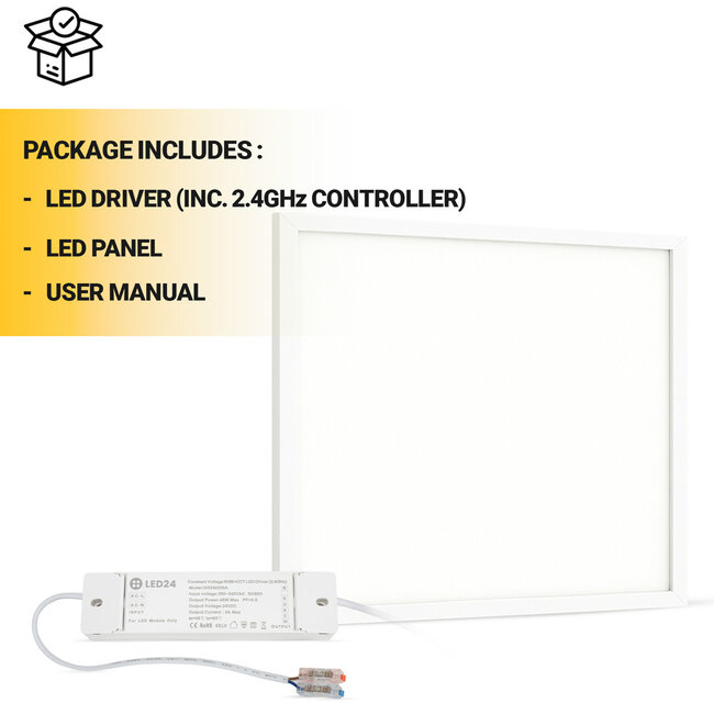 Lumin8 Panneau LED rétroéclairé - 60x60 - RGB+CCT (2800K-6500K) - Dimmable - 36W - 100 lm/W - UGR<22 - IP40 - Sans scintillement - Backlit