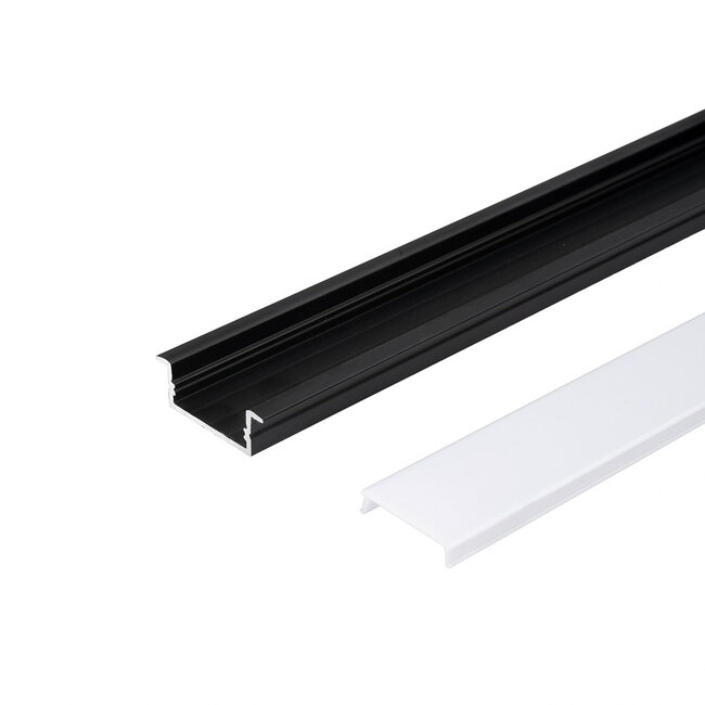 PURPL Profilé LED 1,5 m - Aluminium noir - Format 2810 - Pour bande LED - Finition épurée