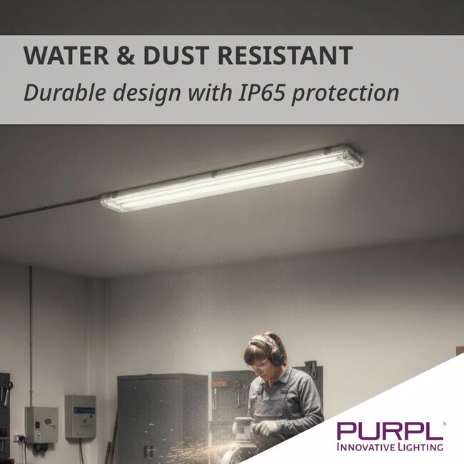 PURPL LED TL Tri-Proof | 130 cm | 30W | 4000K Blanc neutre (840) | 3150 lm | IP65 Étanche | IK06 | Sans scintillement