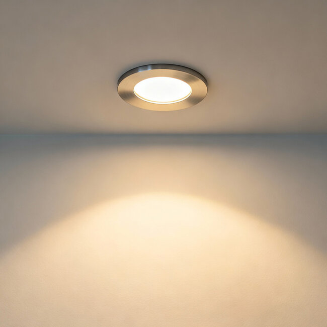 PURPL Spot encastrable LED COB | 7W | Blanc Neutre 4000K | Ø 85 mm | Dimmable | IP40 | Inclinable | Rond | RVS