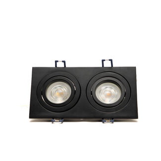 PURPL Double spot encastrable GU10 - Douille GU10 - 175x92x25 mm - Orientable - Aluminium - IP44 - Noir