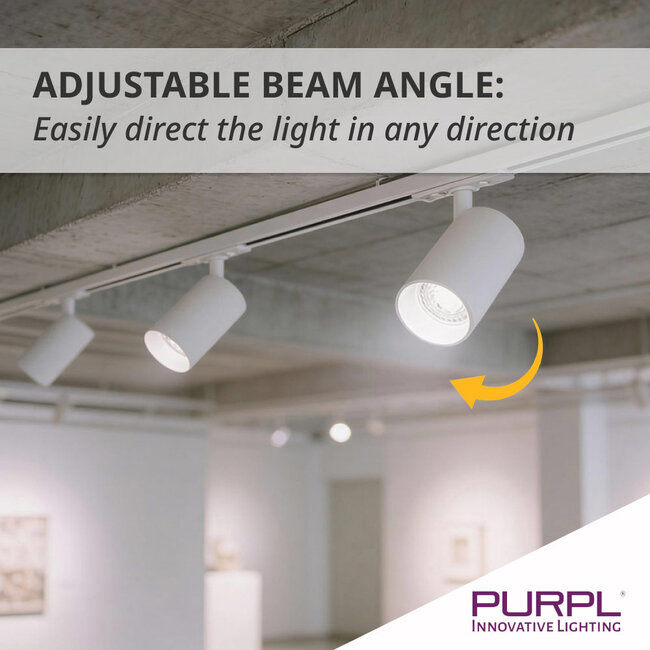 PURPL Spot LED sur rail | Monophasé | Luminaire GU10 | Ø54x100 mm | Blanc