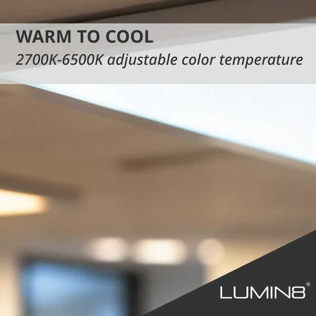 Lumin8 Panneau LED rétroéclairé - 60x60 - CCT (2700K-6500K) - Dimmable - 36W - 100 lm/W - UGR<22 - IP40 - Sans scintillement - Backlit