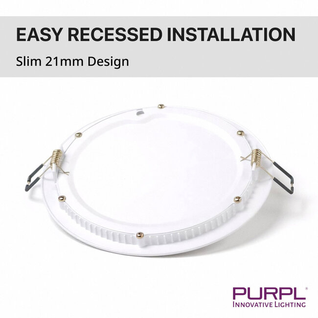PURPL Spot LED Downlight encastrable | 12W | ø170 mm | 3000K Blanc chaud | IP20 | Rond | Blanc