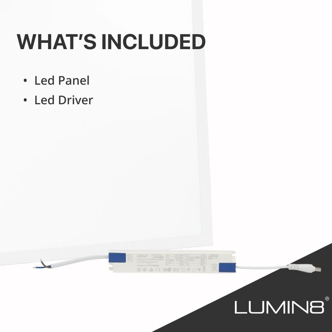 Lumin8 Panneau LED 60x120 | 38W | Blanc neutre 4000K | 6840 lm | 180 lm/W | UGR<22 | Sans scintillement | Rétroéclairé