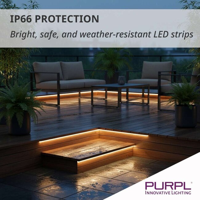 PURPL Bande LED néon | Blanc chaud 3000K | 5 mètres | 140 LED/m | 24V | IP66