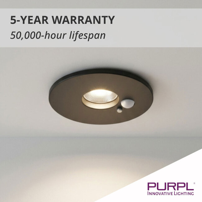PURPL Spot LED encastrable - 4W/6W - Capteur PIR - 4CCT (2700K/3000K/4000K/6500K) - Ø87 mm - IP20 - Rond - Noir
