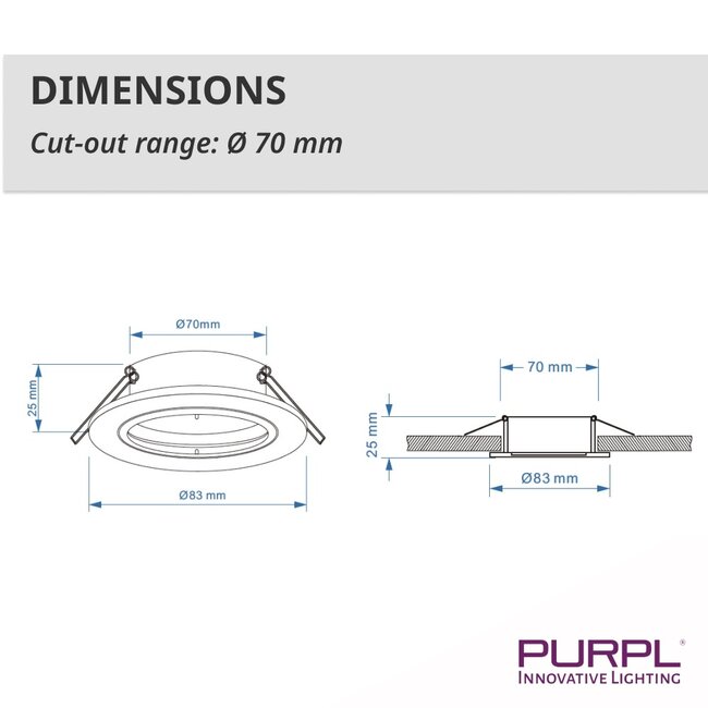 PURPL Support pour Spot LED GU10 - IP20 - Acier Inoxydable