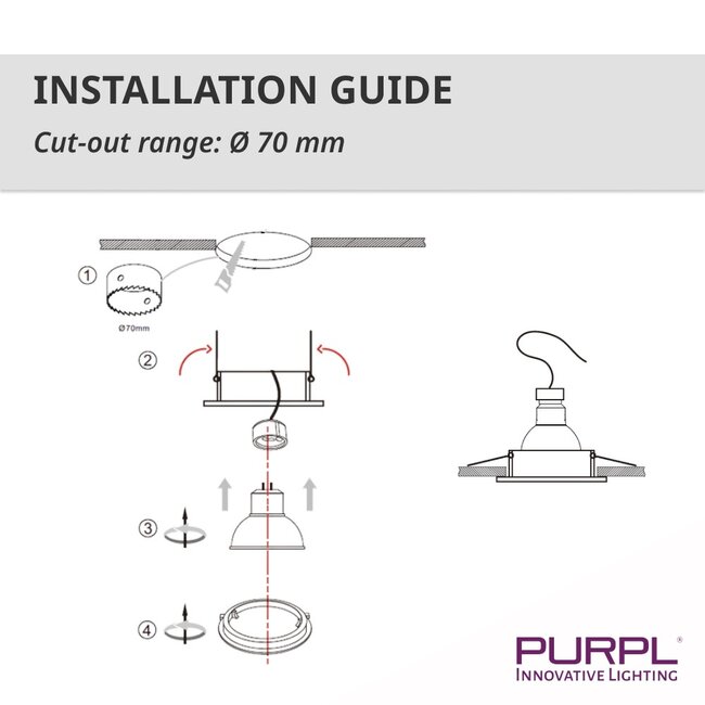 PURPL Support pour Spot LED GU10 - IP20 - Acier Inoxydable