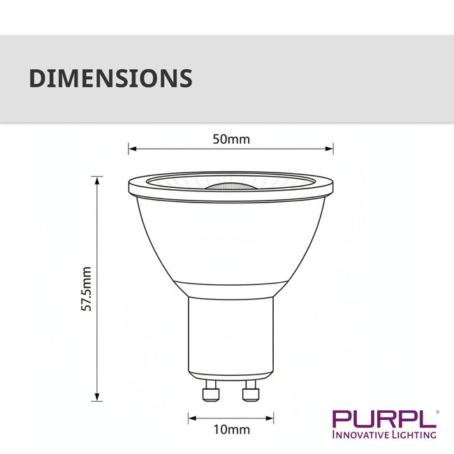 PURPL Spot LED GU10 - 5W - 6000K Blanc Froid