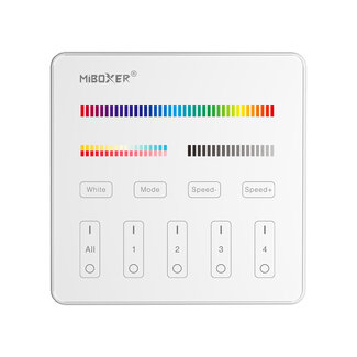 MiBoxer/Mi-Light Commande murale - 4 zones - RGB+CCT - Sans fil - 2,4 GHz - Blanc