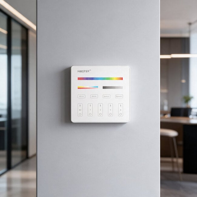 MiBoxer/Mi-Light Commande murale - 4 zones - RGB+CCT - Sans fil - 2,4 GHz - Blanc